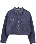 ASOS Design Denim Western Jacket With Glitter In Blue UK S - Reliked