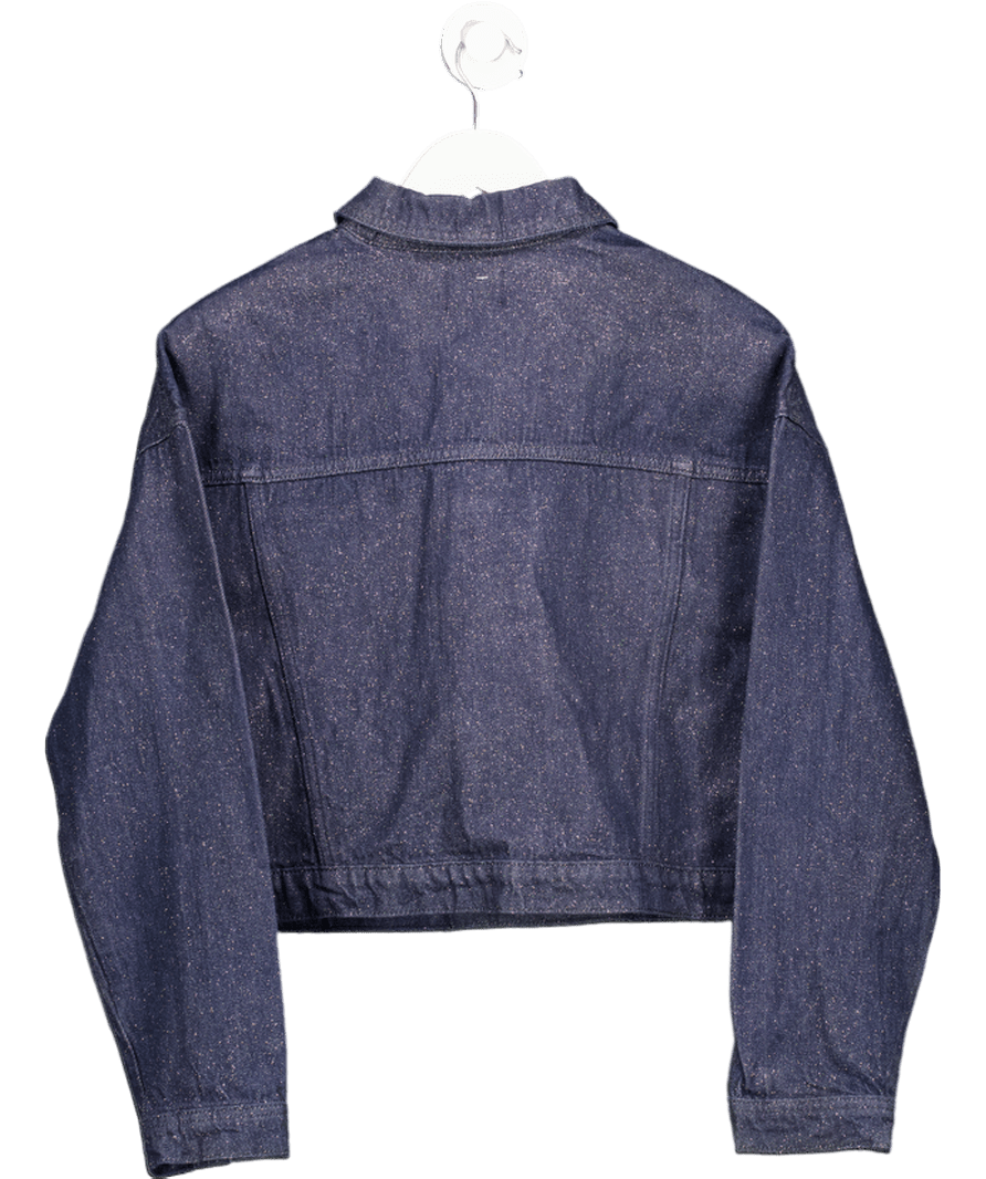 ASOS Design Denim Western Jacket With Glitter In Blue UK S - Reliked