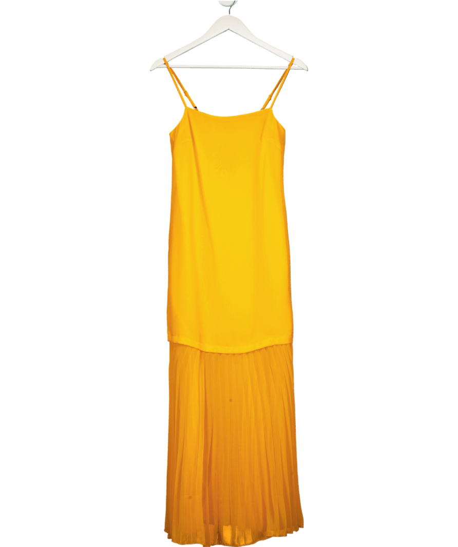ASOS Design Dropped Waist Pleated Skirt Cami Midi Dress In Orange UK 6 - Reliked ASOS Design Dropped Waist Pleated Skirt Cami Midi Dress In Orange UK 6 - Reliked