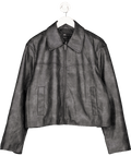 ASOS Design Grey Faux Leather Zip Jacket UK L - Reliked