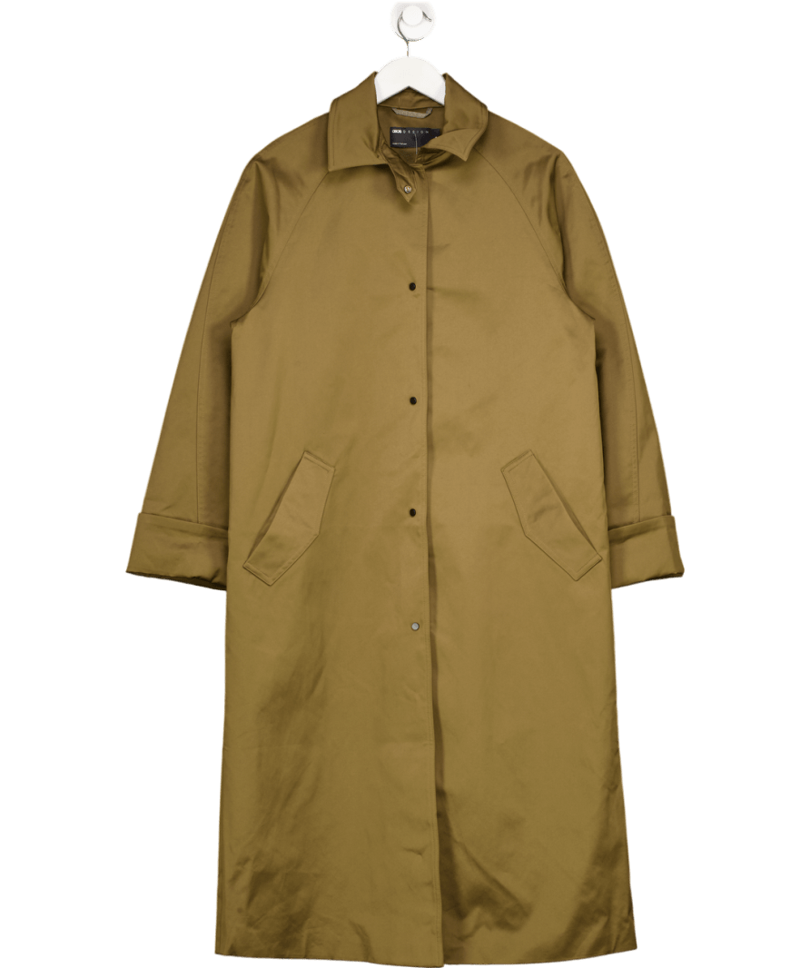 ASOS Design Longline Trench In Khaki Green UK S - Reliked