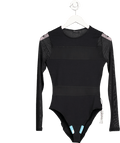 ASOS Design Mesh Mix Panel Long Sleeve Bodysuit In Black UK S - Reliked
