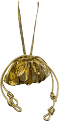 ASOS Design Mini Metallic Drawstring Clutch With Shoulder Strap In Yellow Gold - Reliked