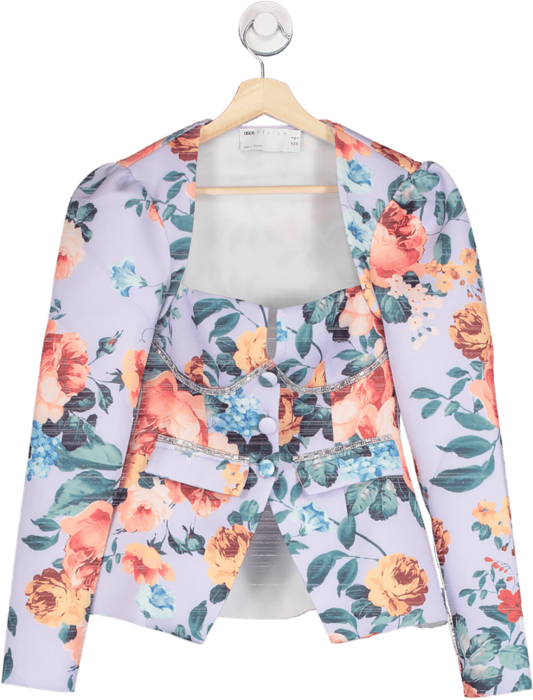 ASOS DESIGN Multi - coloured Floral Blazer UK 8 - Reliked