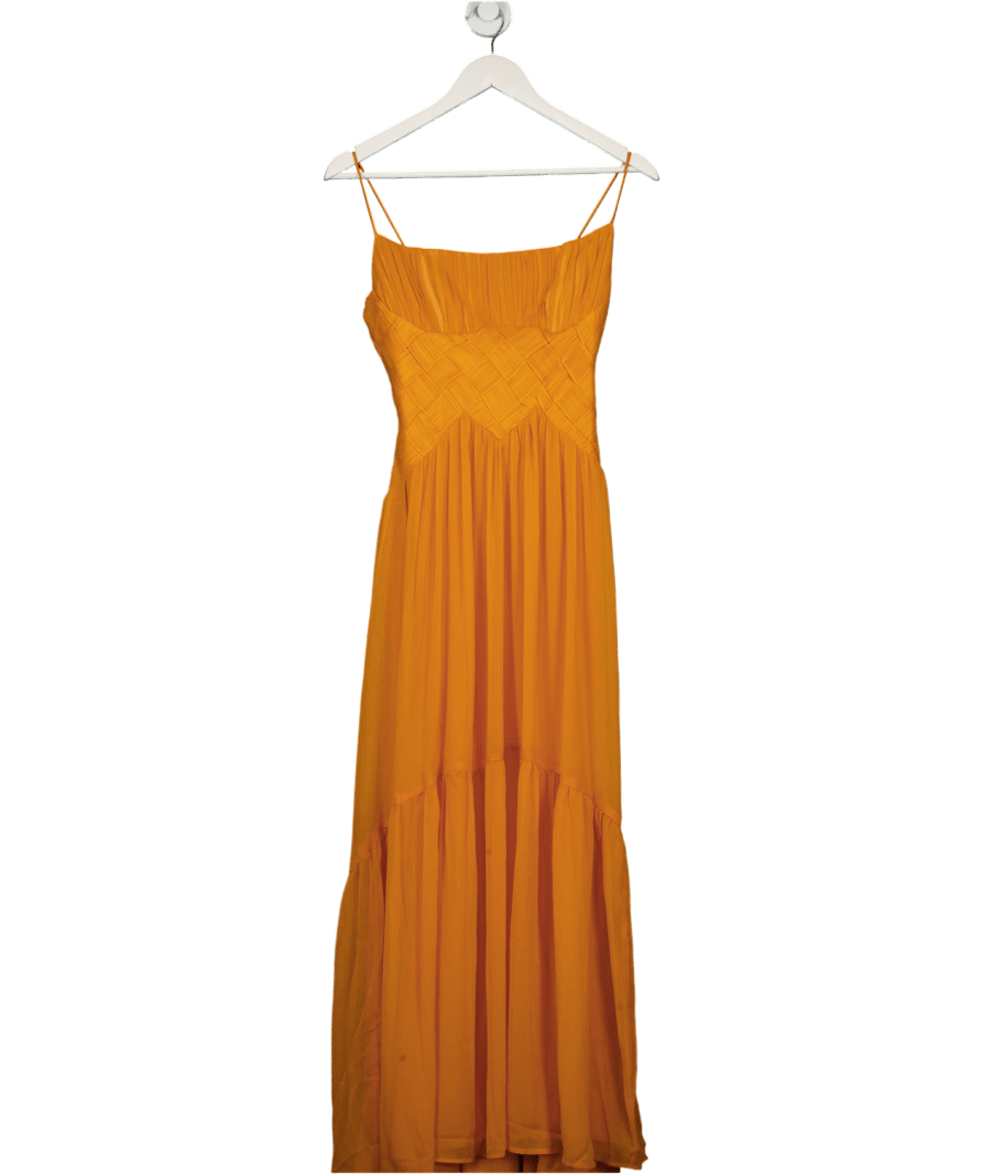 ASOS Design Ruched Bust Cami Maxi Dress With Lattice Waist Detail In Orange UK 8 - Reliked
