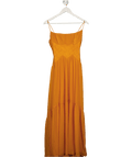 ASOS Design Ruched Bust Cami Maxi Dress With Lattice Waist Detail In Orange UK 8 - Reliked
