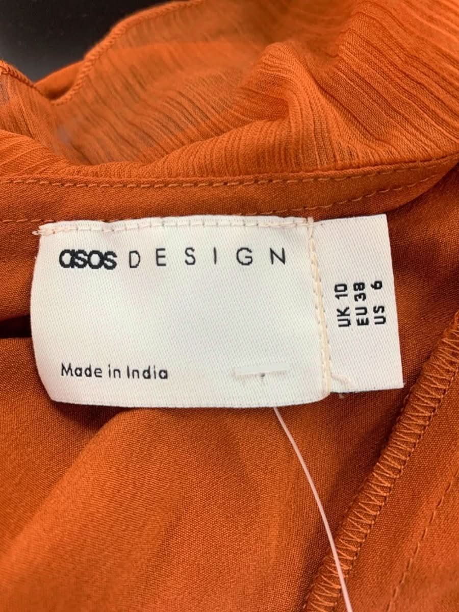 ASOS Design Rust Ruffle Trim Maxi Dress UK 10 - Reliked