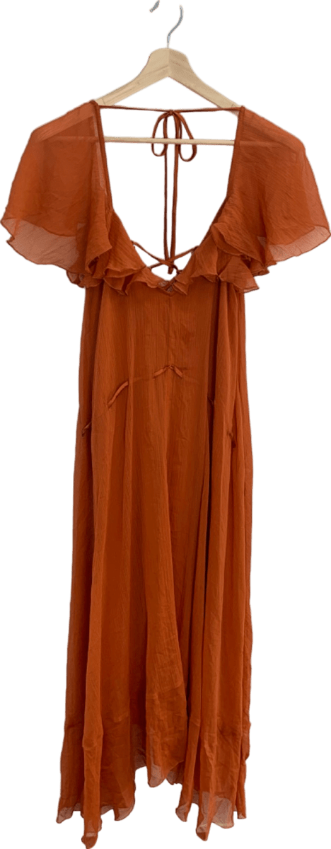 ASOS Design Rust Ruffle Trim Maxi Dress UK 10 - Reliked