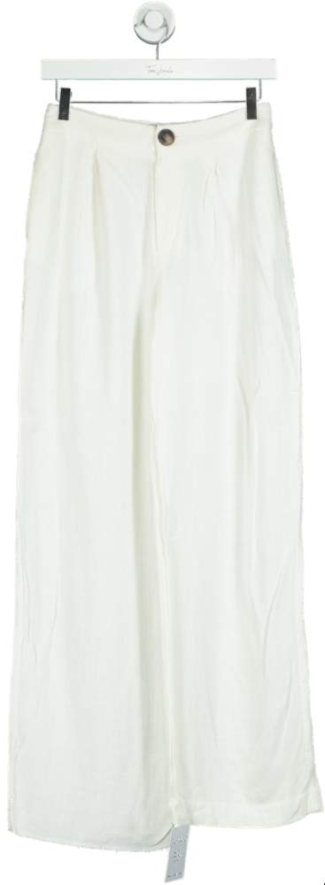 ASOS Design White Wide Leg Trousers UK 8 - Reliked