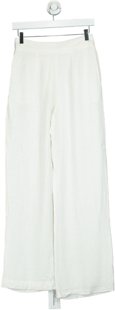 ASOS Design White Wide Leg Trousers UK 8 - Reliked