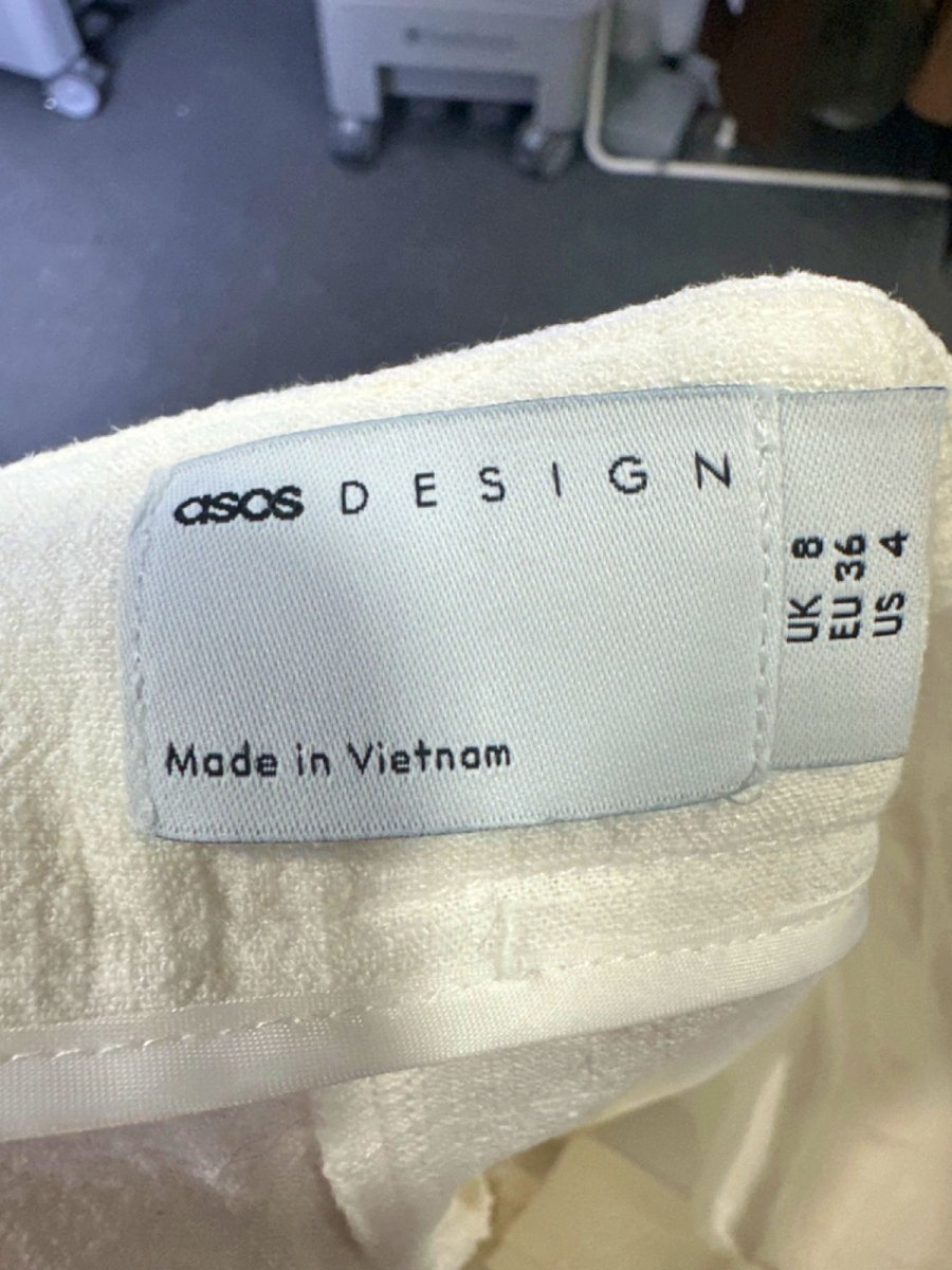 ASOS Design White Wide Leg Trousers UK 8 - Reliked