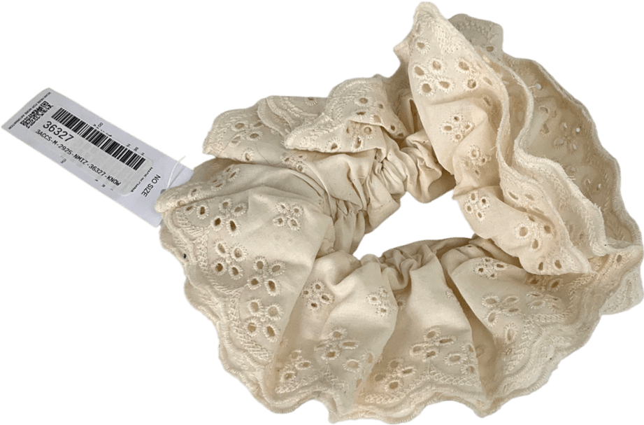 ASOS Designb London Broderie Hair Scrunchie In Cream One Size - Reliked