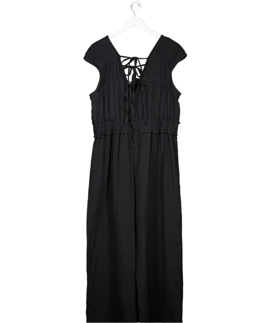 ASOS Double Cloth Gathered Bust Jumpsuit In Black UK 18 - Reliked