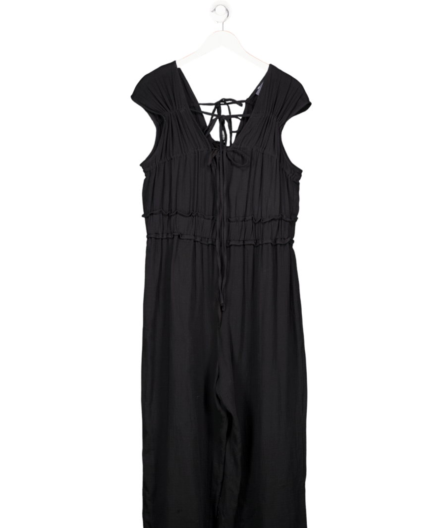 ASOS Double Cloth Gathered Bust Jumpsuit In Black UK 18 - Reliked