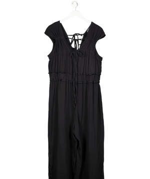 ASOS Double Cloth Gathered Bust Jumpsuit In Black UK 18