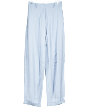 ASOS Dusty Blue Viscose Blend Tapered Trousers With Turn Ups UK 6