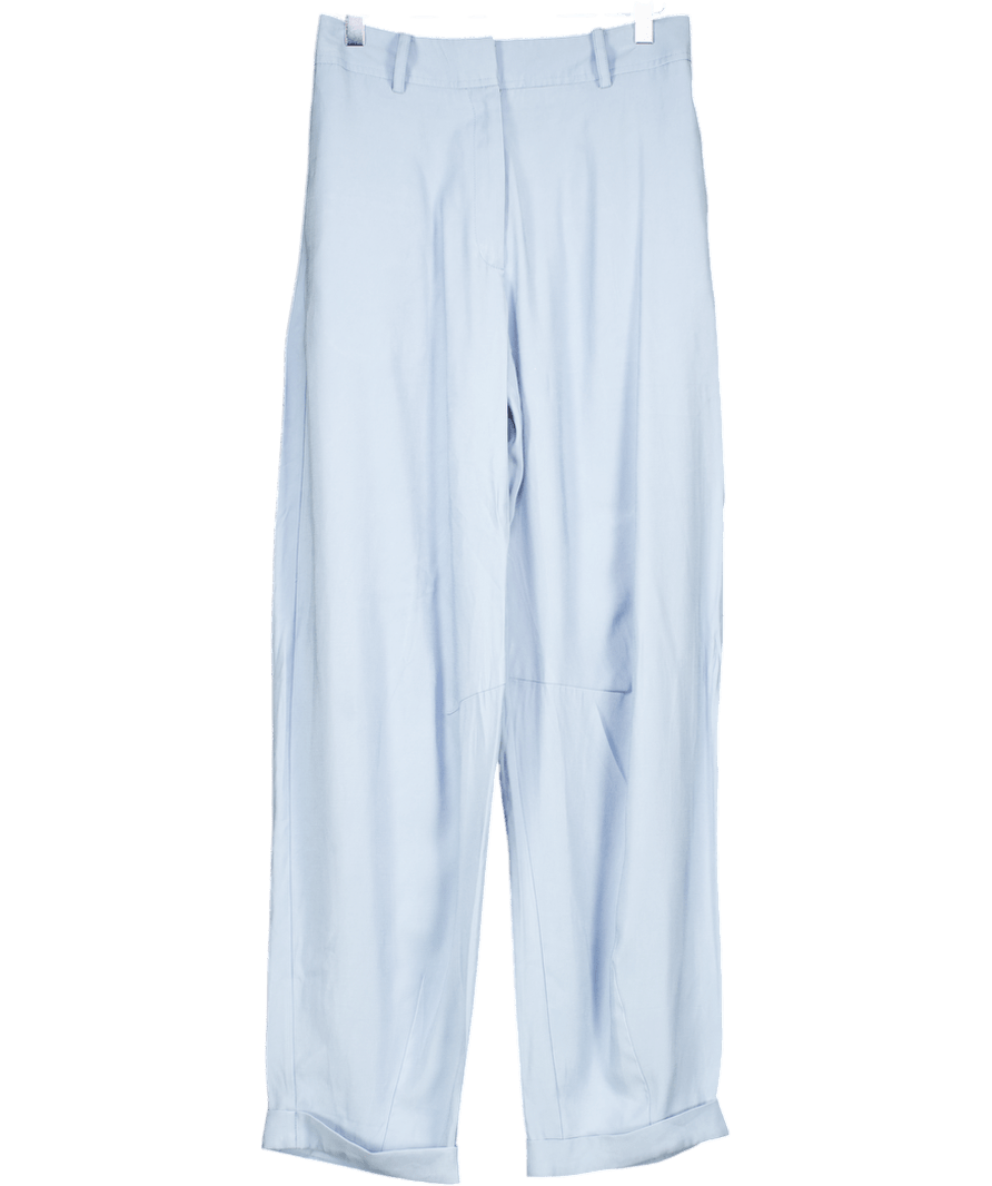 ASOS Dusty Blue Viscose Blend Tapered Trousers With Turn Ups UK 6 - Reliked