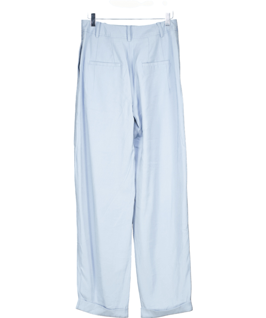ASOS Dusty Blue Viscose Blend Tapered Trousers With Turn Ups UK 6 - Reliked