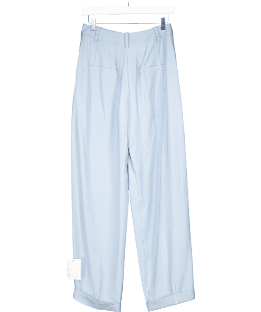 ASOS Dusty Blue Viscose Blend Tapered Trousers With Turn Ups UK 8 - Reliked