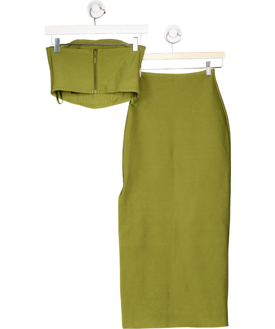ASOS Green Bandeau Corset Top And Midi Skirt Set UK 8 - Reliked