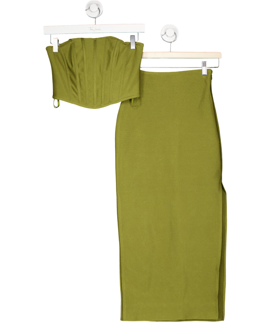 ASOS Green Bandeau Corset Top And Midi Skirt Set UK 8 - Reliked