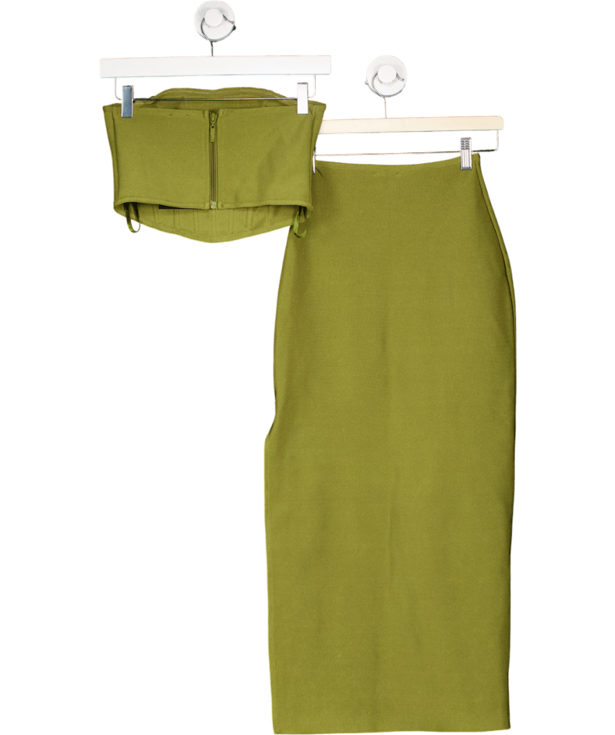 ASOS Green Bandeau Corset Top And Midi Skirt Set UK 8 - Reliked
