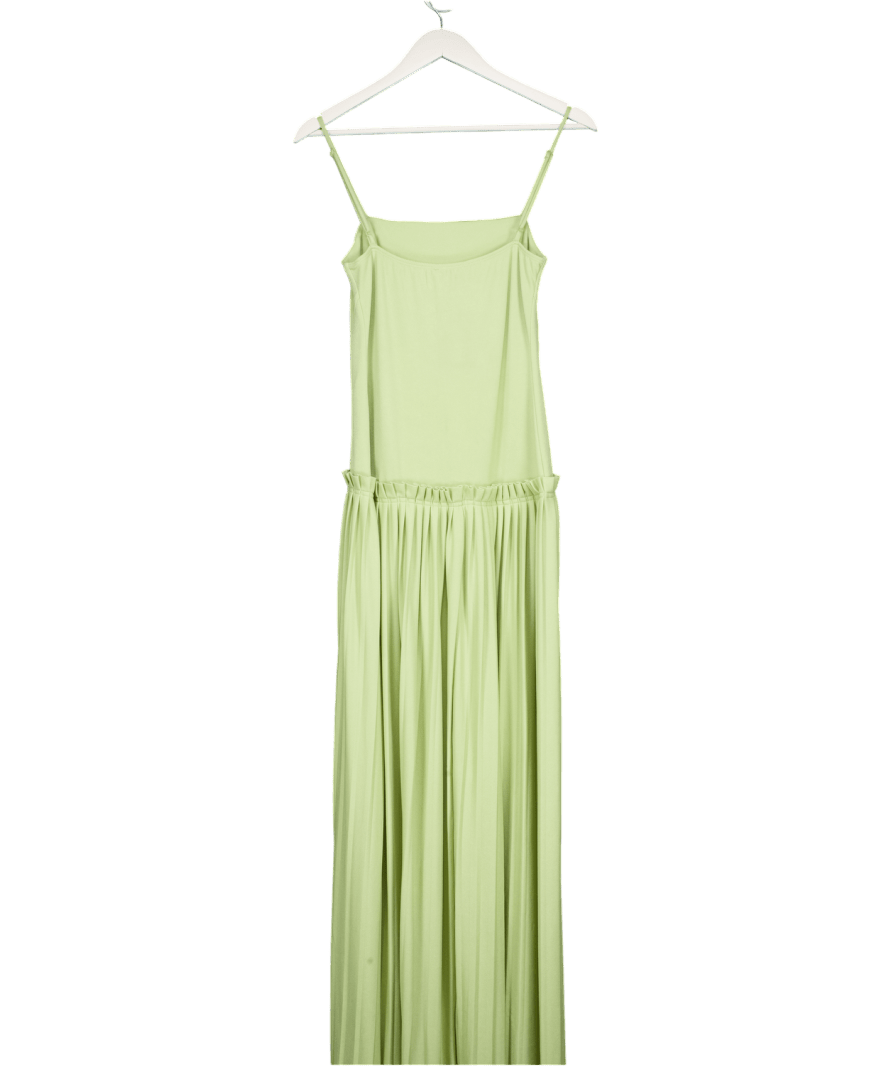 ASOS Green Square Neck Drop Waist Pleated Maxi Dress UK 6 - Reliked