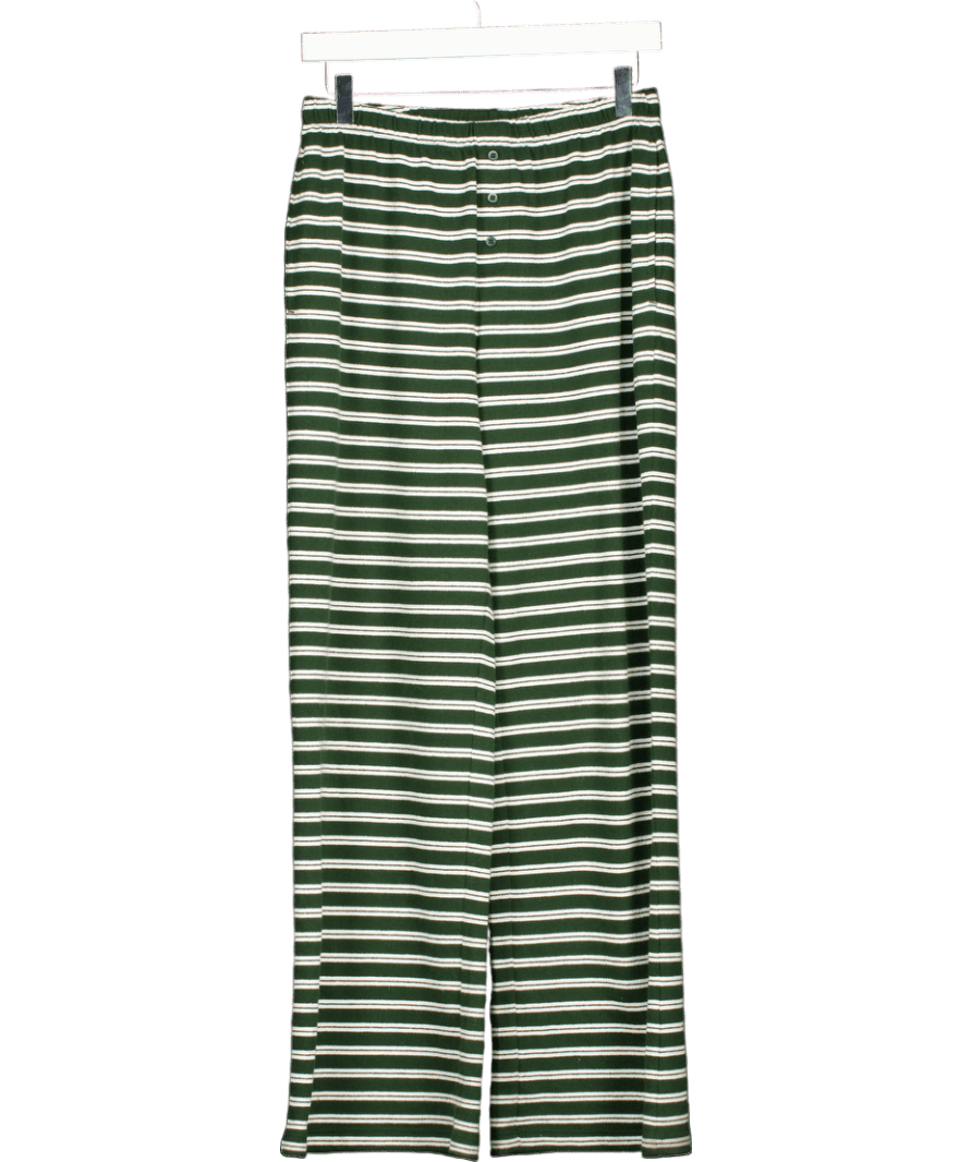ASOS Green Terry Striped Wide Leg Loungewear Trousers UK S - Reliked