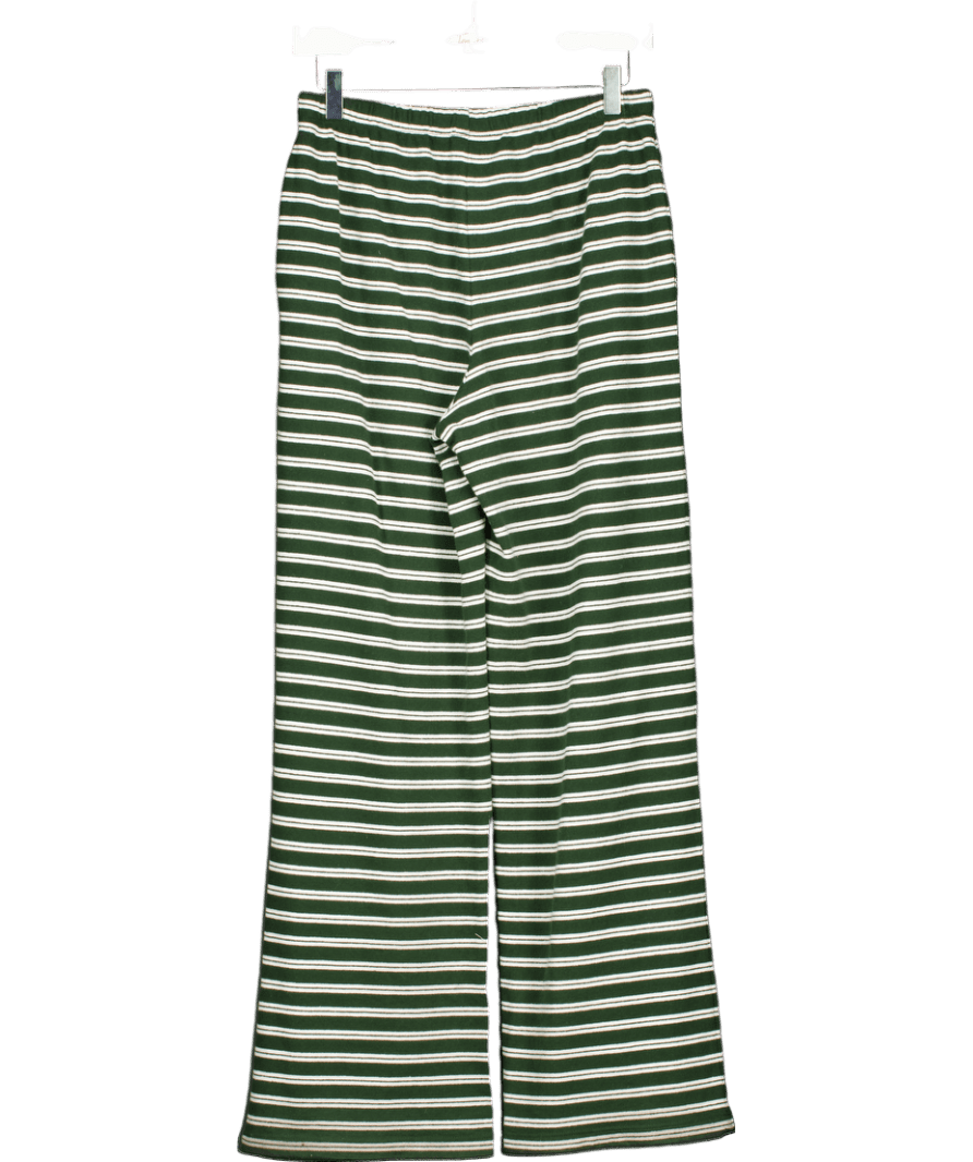 ASOS Green Terry Striped Wide Leg Loungewear Trousers UK S - Reliked