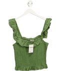 ASOS Green White Shirred Frill Sleeve Camisole - Tall UK 12 - Reliked