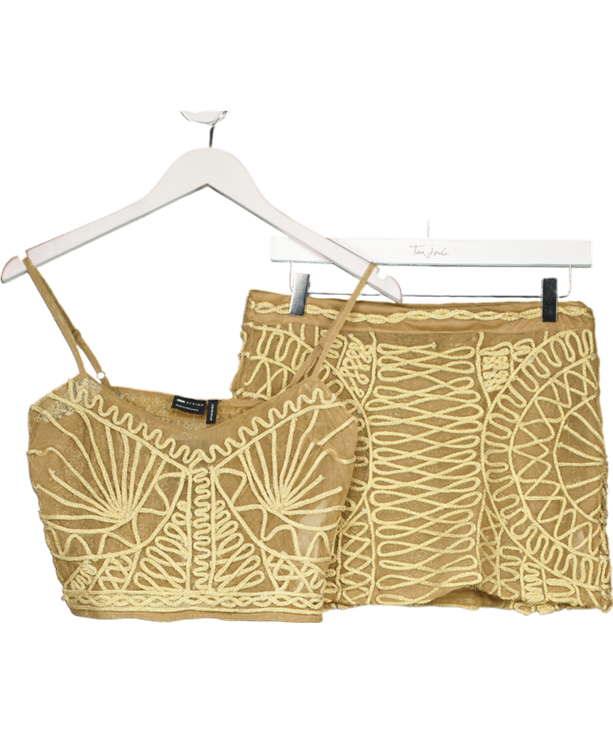 ASOS Metallic 2 - piece Co - ord Gold Thread Detail Mini Skirt ( Uk 12) And Top UK 8 - Reliked