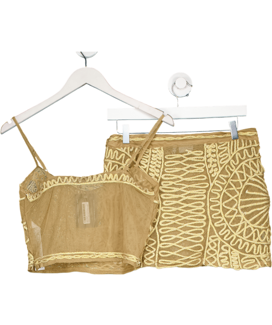 ASOS Metallic 2 - piece Co - ord Gold Thread Detail Mini Skirt ( Uk 12) And Top UK 8 - Reliked