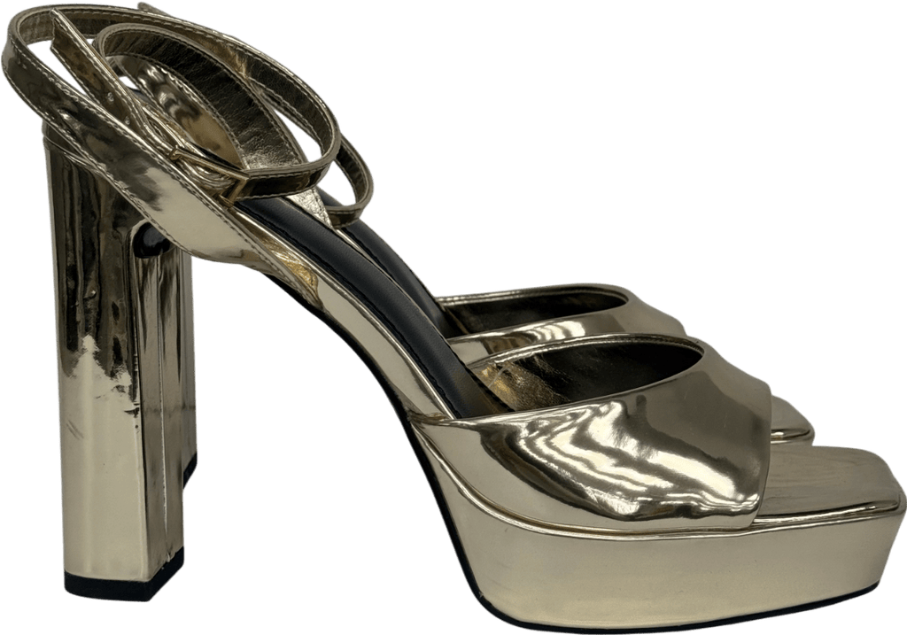 ASOS Metallic Naples Platform Barely There Block Heels UK 6 EU 39 👠 - Reliked