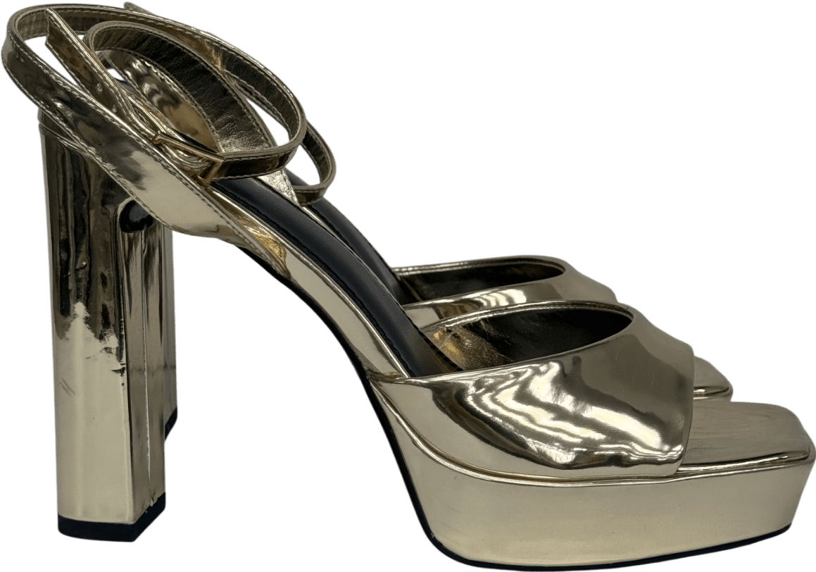 ASOS Metallic Naples Platform Barely There Block Heels UK 6 EU 39 👠 - Reliked