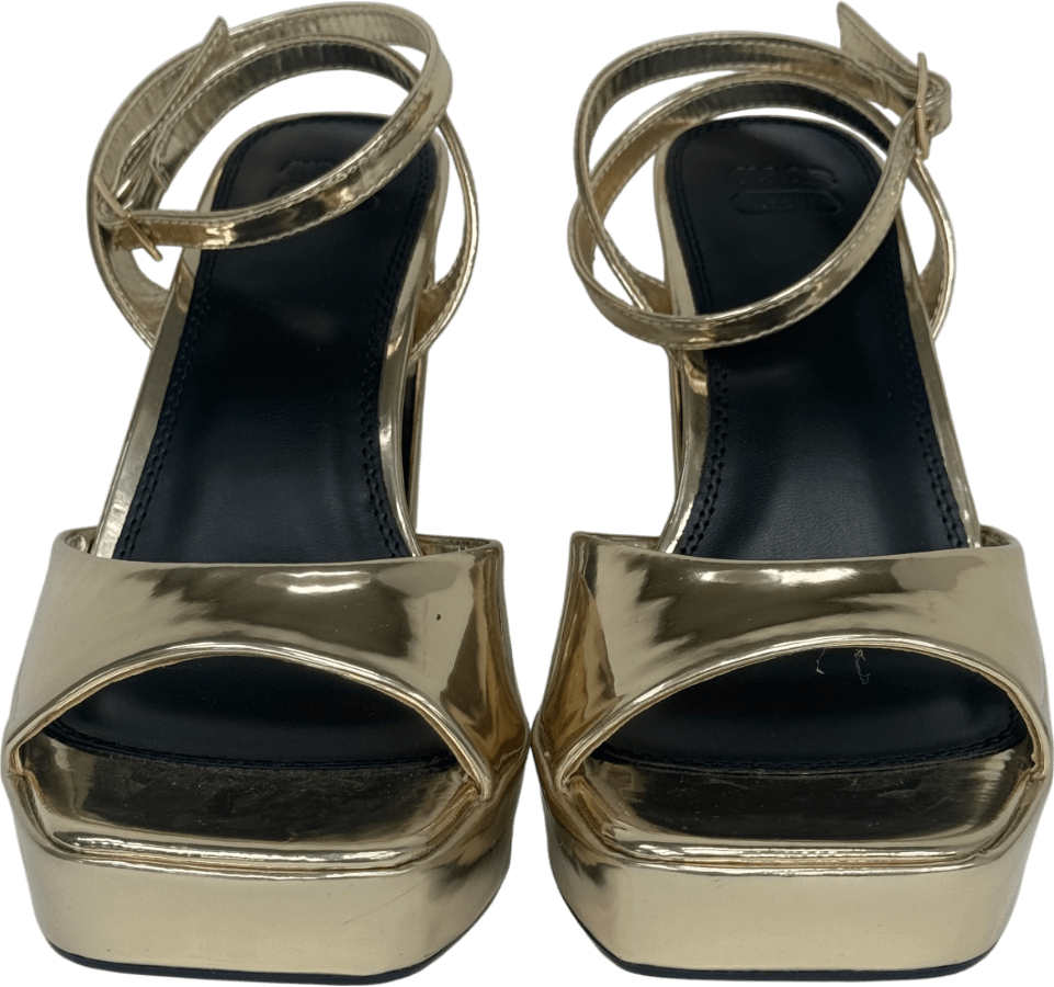 ASOS Metallic Naples Platform Barely There Block Heels UK 6 EU 39 👠 - Reliked
