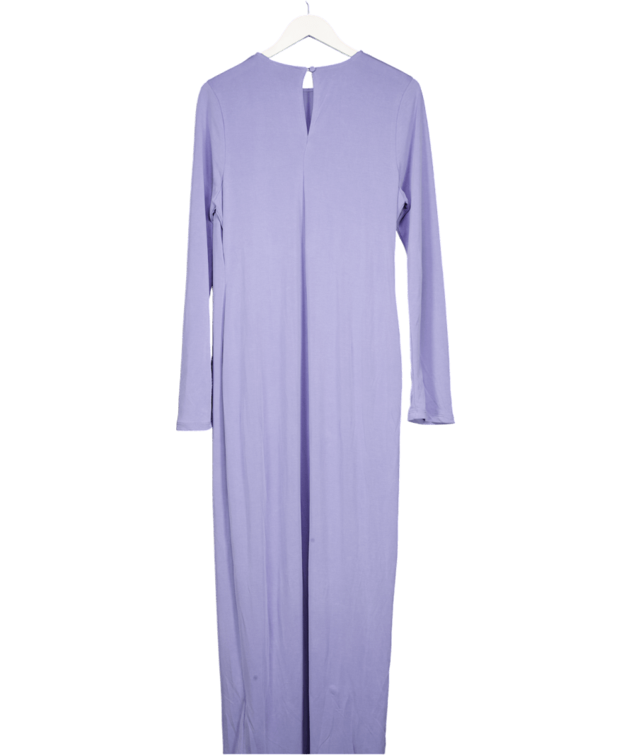 ASOS Modal Twist Knot Detail Long Sleeve Maxi Dress In Blue Violet UK 18 - Reliked