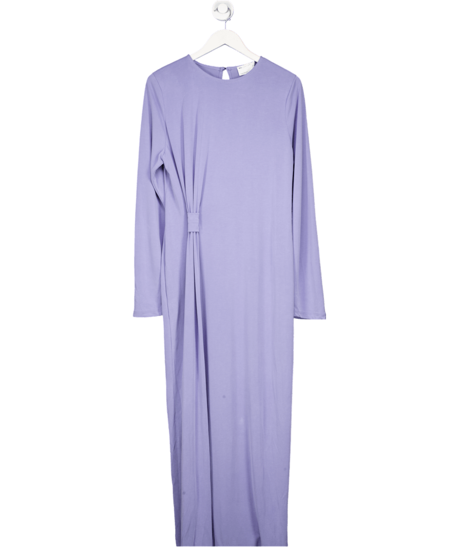 ASOS Modal Twist Knot Detail Long Sleeve Maxi Dress In Blue Violet UK 18 - Reliked