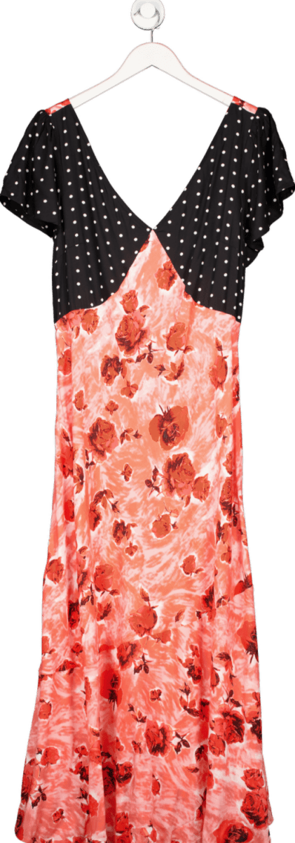 ASOS Multicoloured Angel Sleeve Midi Tea Dress In Floral Print UK 18 - Reliked