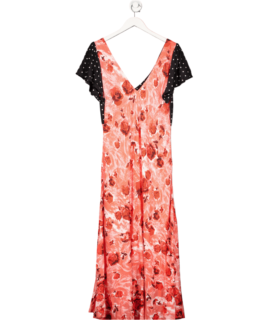 ASOS Multicoloured Angel Sleeve Midi Tea Dress In Floral Print UK 18 - Reliked