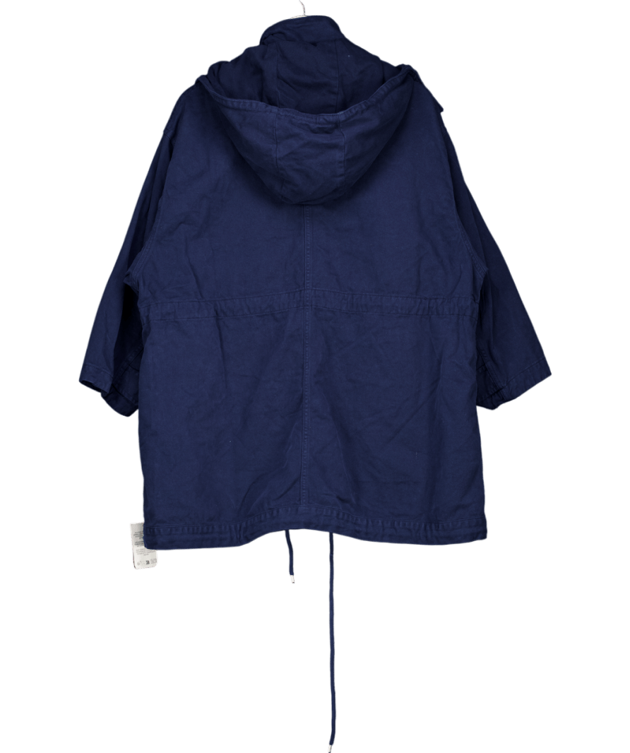 ASOS Navy Blue Cotton Drawstring Waist Coat UK S - Reliked