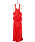 ASOS Orange Satin Ruched Halter Neck Maxi Dress UK 16 - Reliked