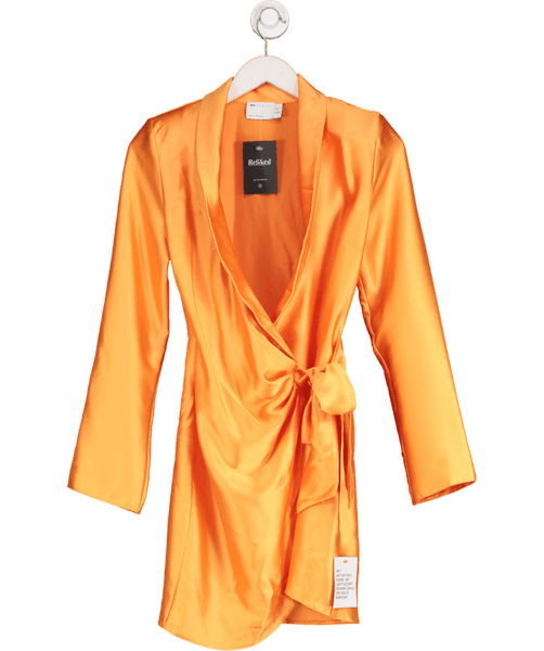 asos shirt dress ASOS Orange X Millie Satin Wrap Shirt Dress UK 6
