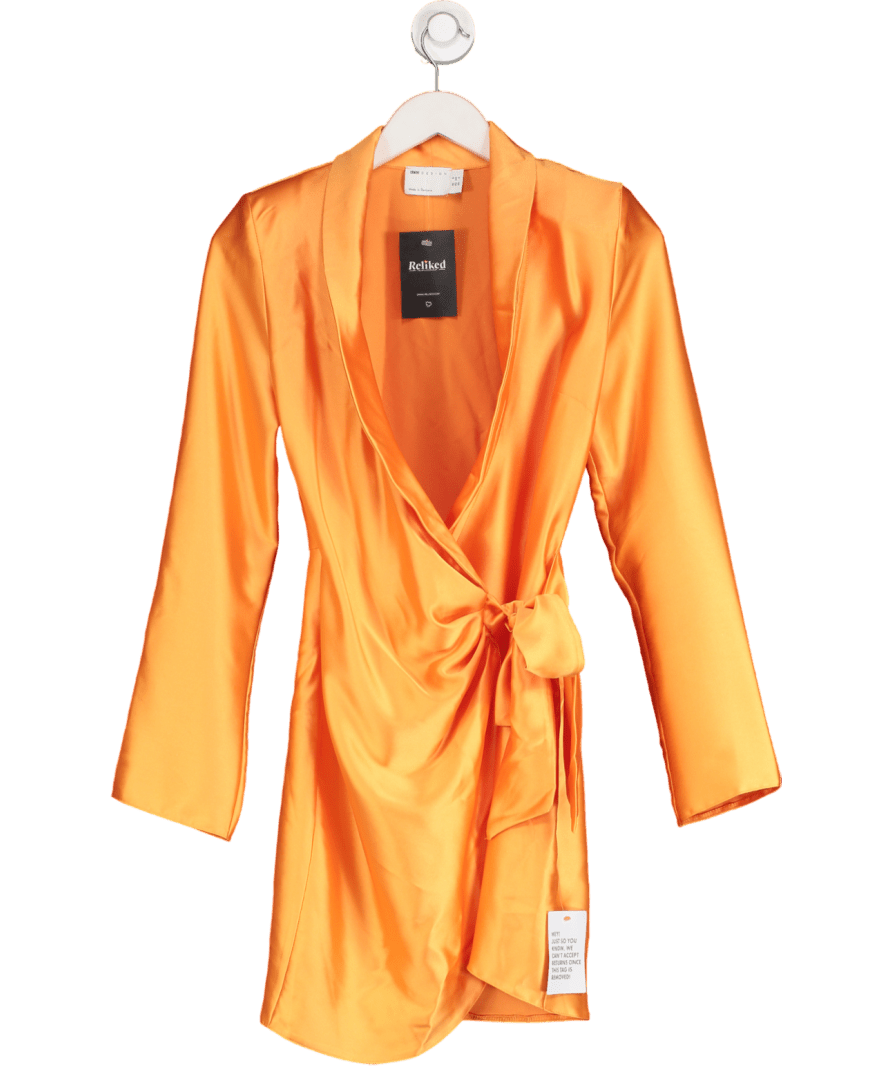 ASOS Orange X Millie Satin Wrap Shirt Dress UK 6 - Reliked