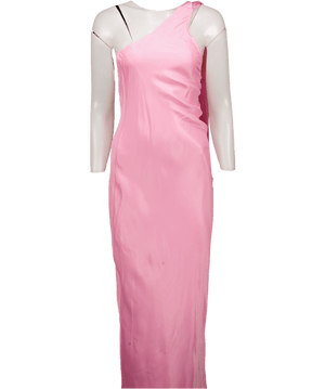 ASOS Pink Satin One Shoulder Maxi Dress UK 8
