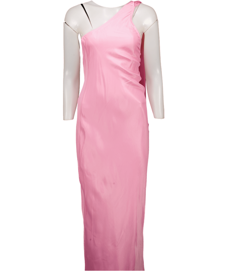 ASOS Pink Satin One Shoulder Maxi Dress UK 8 - Reliked