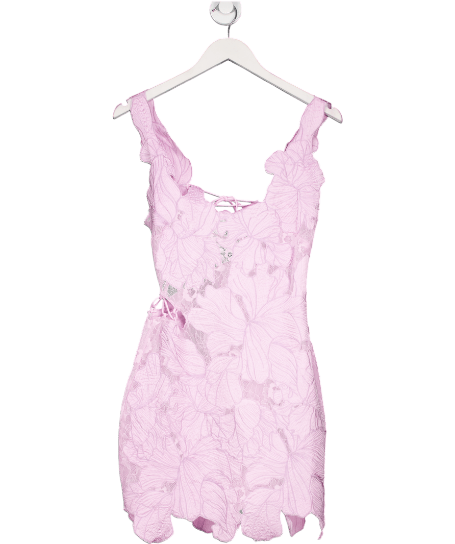 ASOS Purple Lace Cutwork Embroidered Mini Dress In Lilac UK 8 - Reliked