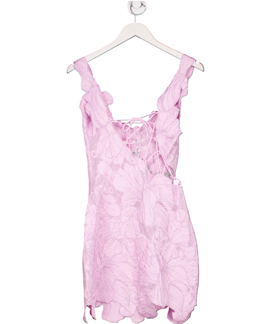 ASOS Purple Lace Cutwork Embroidered Mini Dress In Lilac UK 8 - Reliked