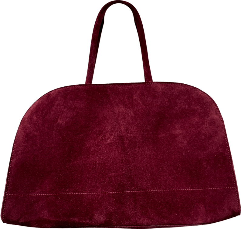 ASOS Real Suede Bowler Tote Bag In Burgundy Red - Reliked