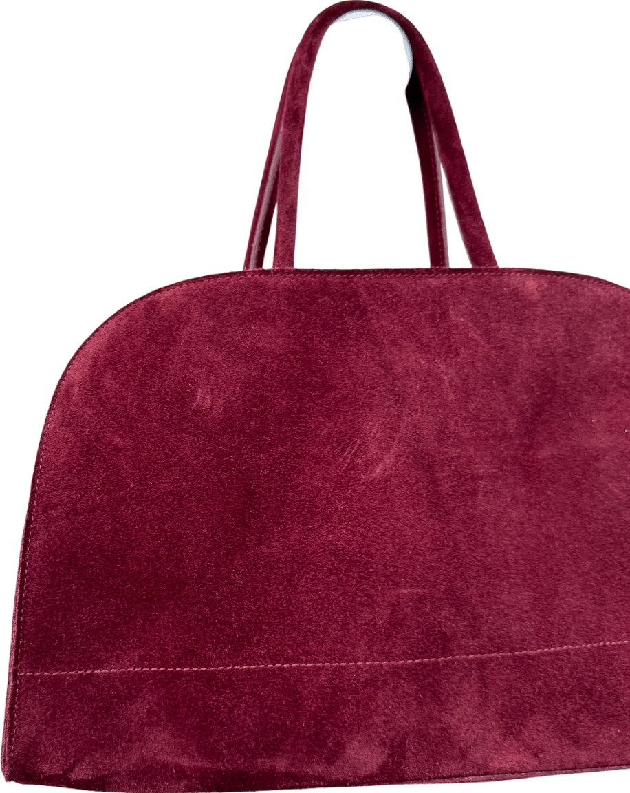 ASOS Real Suede Bowler Tote Bag In Burgundy Red - Reliked