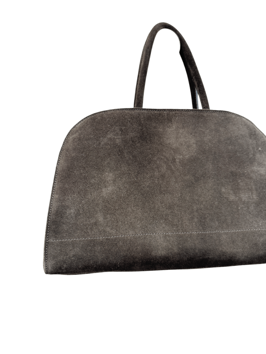 ASOS Real Suede Bowler Tote Bag In Chocolate Brown - Reliked